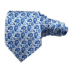 Mini white & blue floral Necktie