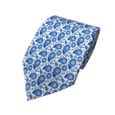 Mini white & blue floral Necktie
