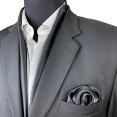 JET BLACK SILK SCARF & POCKET SQUARE SET