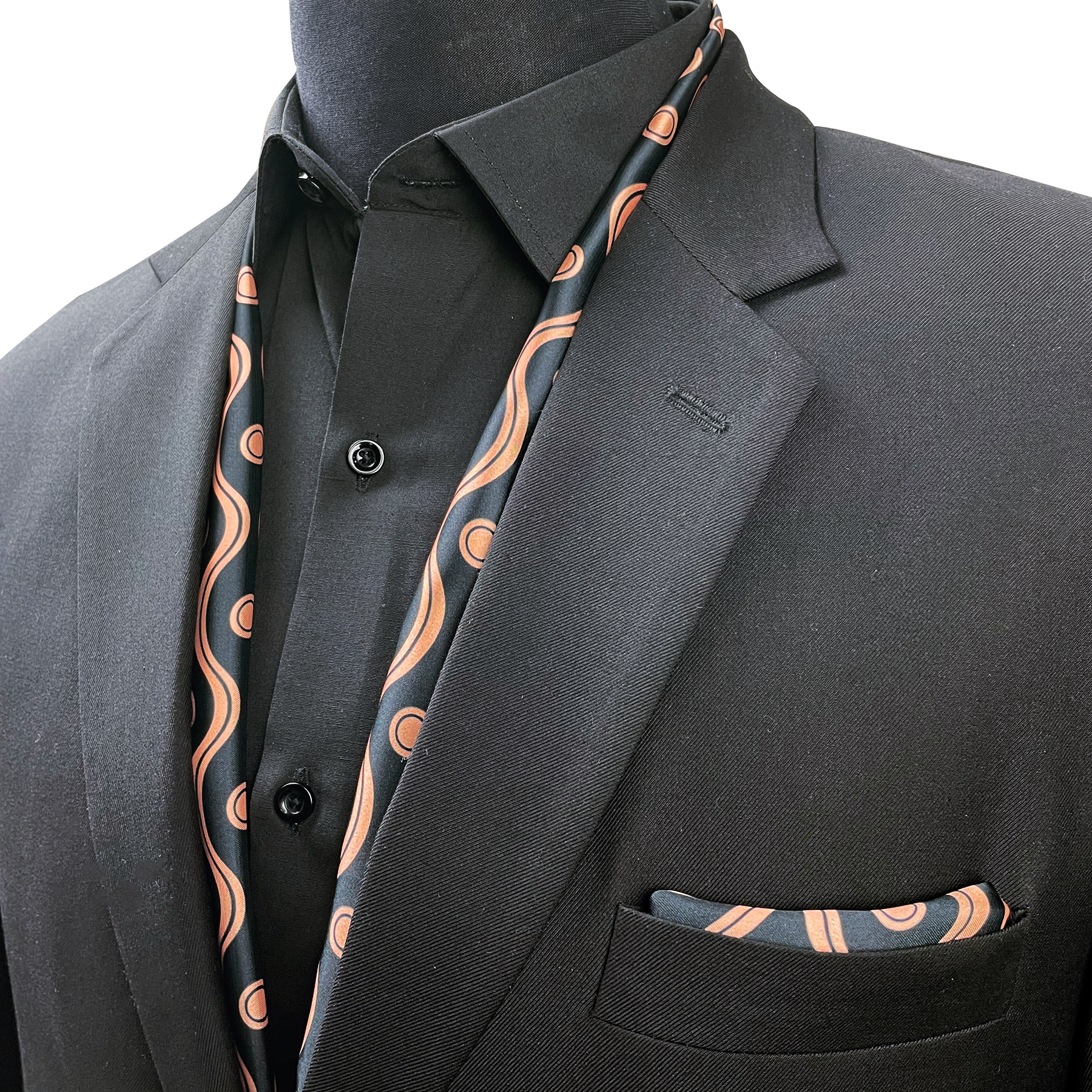 GOLDEN SPIRAL SILK SCARF & POCKET SQUARE SET