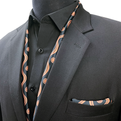 GOLDEN SPIRAL SILK SCARF & POCKET SQUARE SET