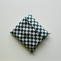 Green & white Checked Silk