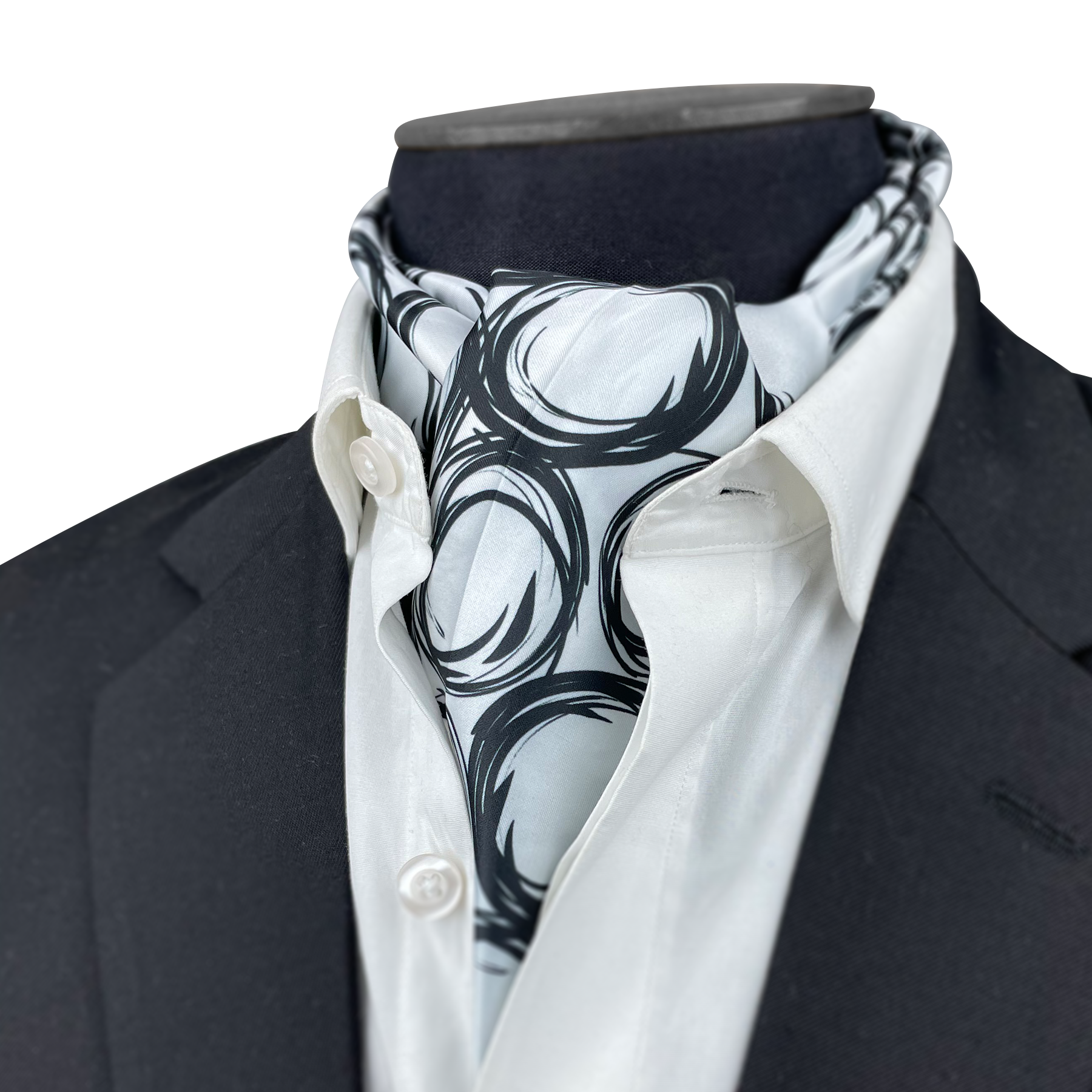 Black Spiral Silk Cravat