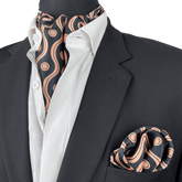 GOLDEN SPIRAL SILK CRAVAT & POCKET SQUARE SET