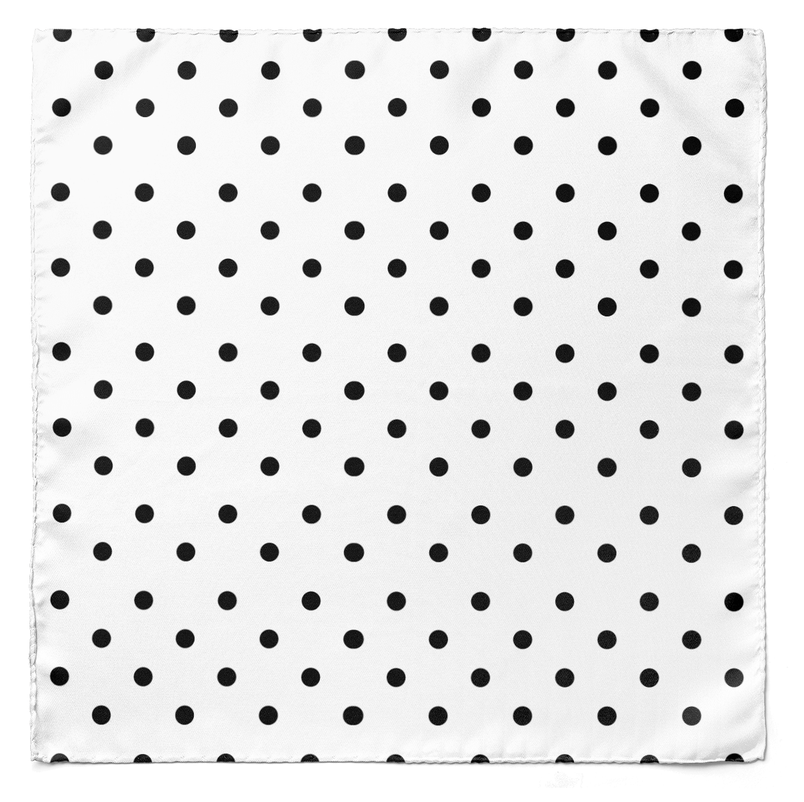 White with Black Polka Dot Silk Pocket Square