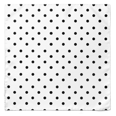 White with Black Polka Dot Silk Pocket Square