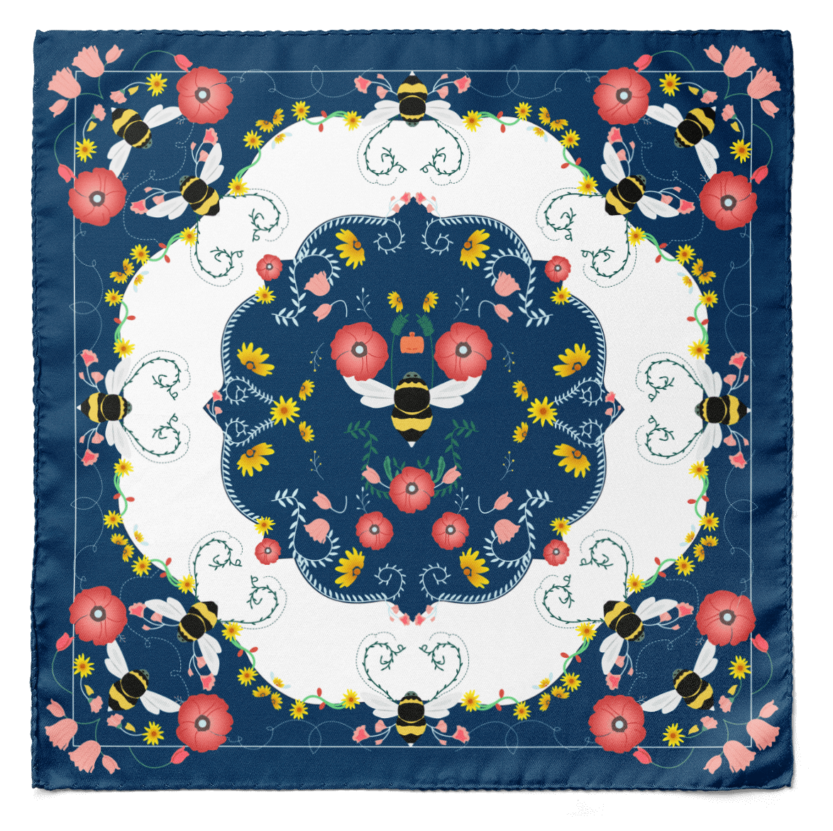 HONEYBEE SILK POCKET SQUARE