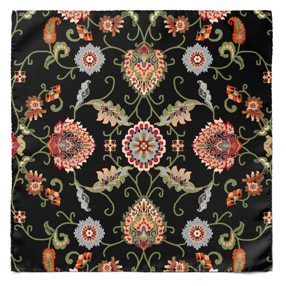 Kirsten Black Silk Pocket Square