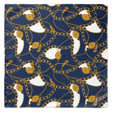 Blue & Gold Chain Silk Pocket Square