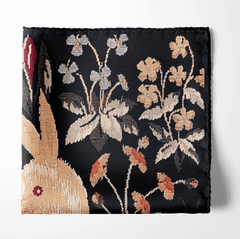 WINTER RABBIT SILK POCKET SQUARE