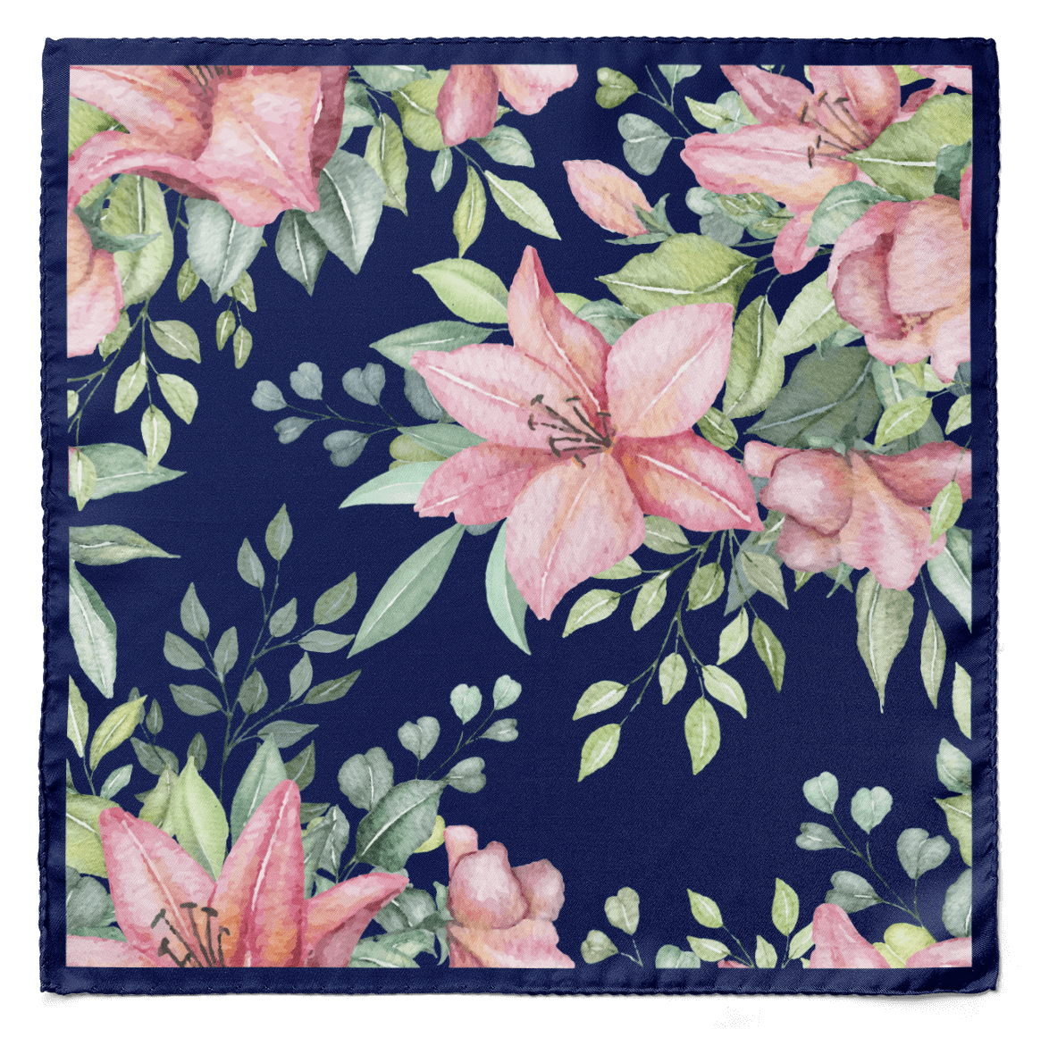 MIDNIGHT BLOOM SILK POCKET SQUARE