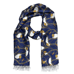 BLUE & GOLD CHAIN SILK MEN SCARF
