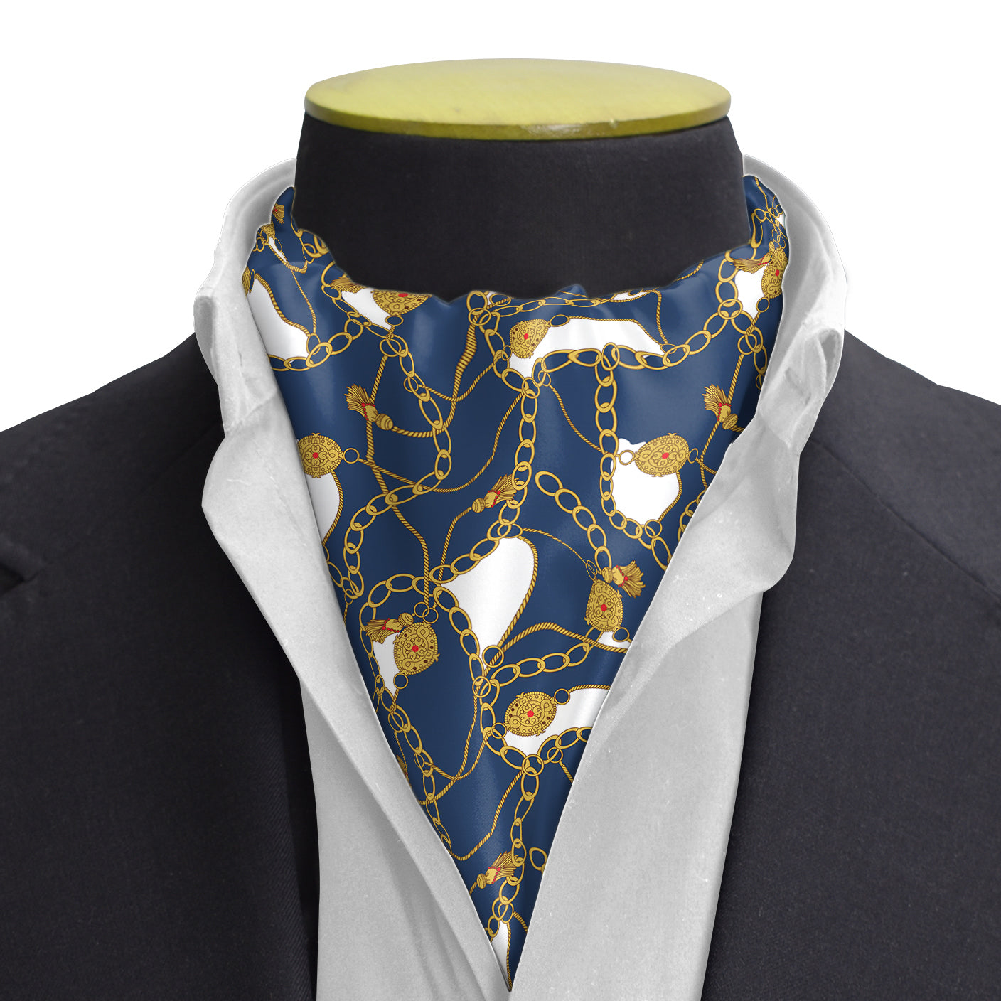 Blue & Gold Chain Silk Cravat