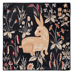 WINTER RABBIT SILK POCKET SQUARE