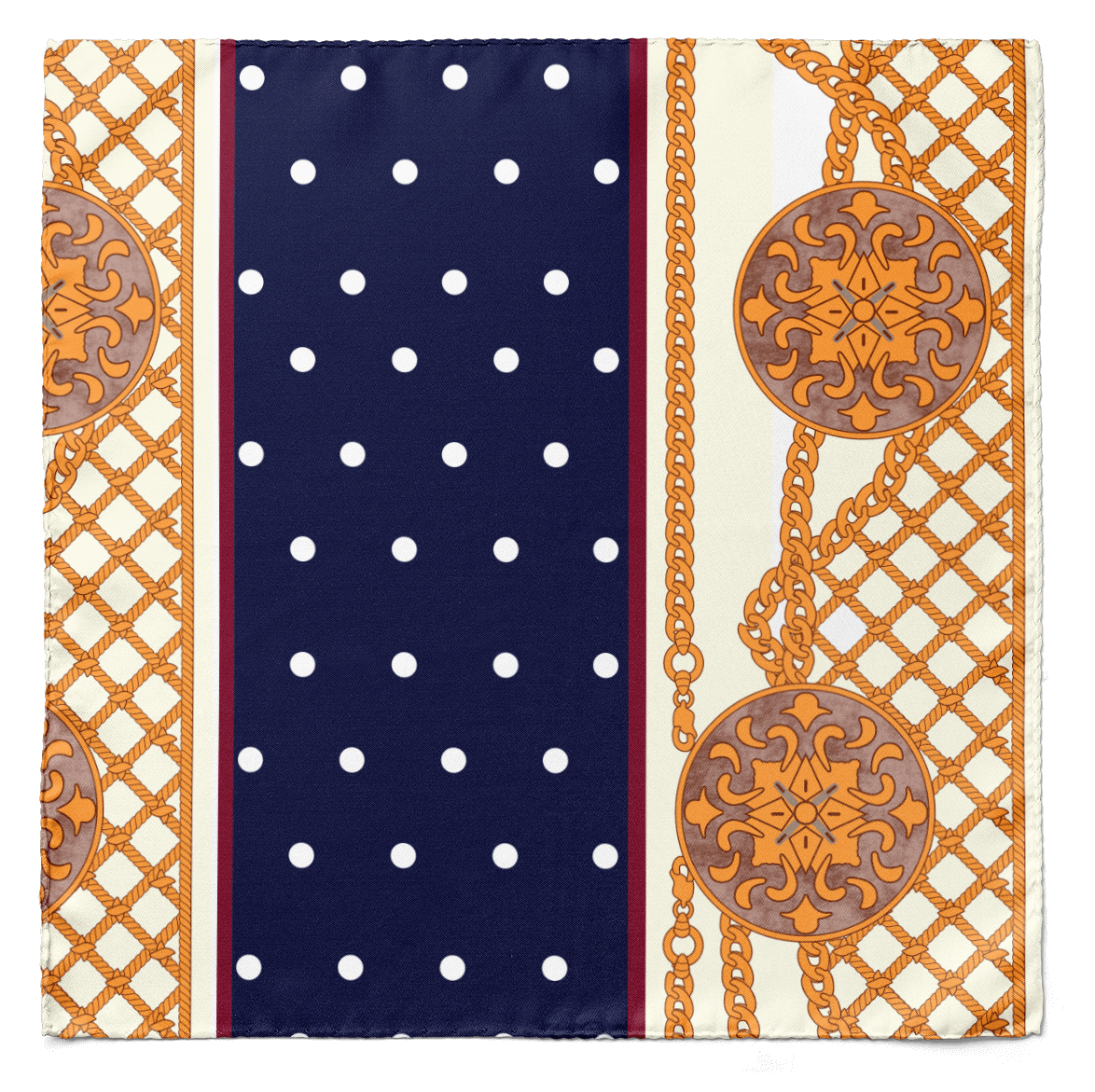 BLUE & GOLD MEDAL SILK POCKET SQUARE