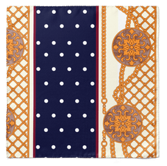 BLUE & GOLD MEDAL SILK POCKET SQUARE