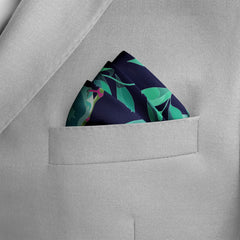 W21- BLUE FINCH SILK POCKET SQUARE
