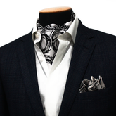 Black Spiral Cravat & Pocket Square Set