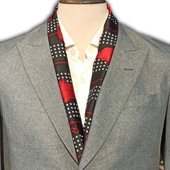 BLACK & RED TASSELS SILK MEN SCARF