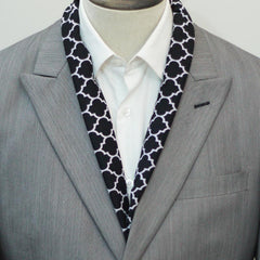 Black White Tartan Silk Men Scarf