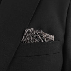 Black & Gold Diamond Pattern Pocket Square2