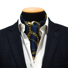 BLUE & GOLD CHAIN SILK CRAVAT