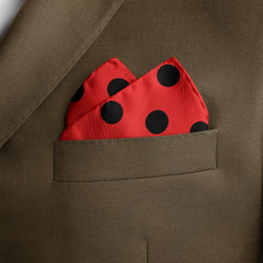 RED & BLACK POLKA DOTS POCKET SQUARE