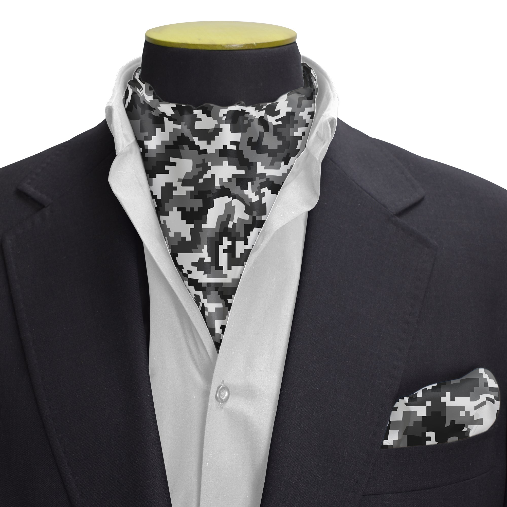 W21-DESERT ARMY SILK CRAVAT & POCKET SQUARE SET