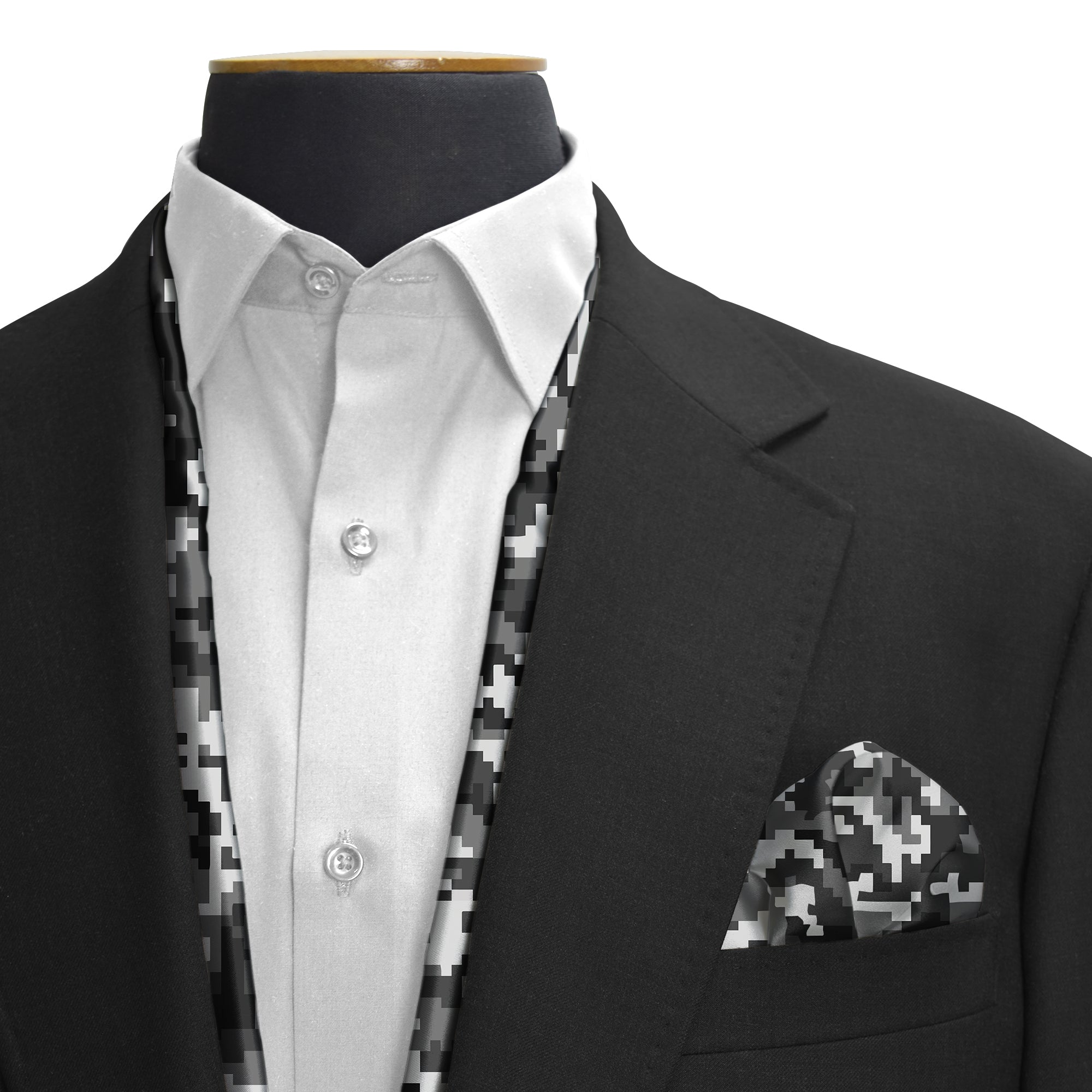 W21-DESERT ARMY SILK SCARF & POCKET SQUARE SET