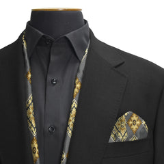 DIAMOND BRICK SILK SCARF & POCKET SQUARE SET