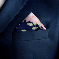 MIDNIGHT BLOOM SILK POCKET SQUARE