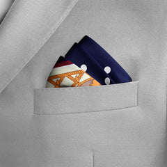 BLUE & GOLD MEDAL SILK POCKET SQUARE