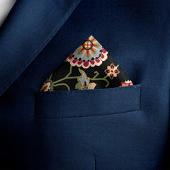 KIRSTEN BLACK SILK POCKET SQUARE