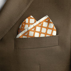 BLUE & GOLD MEDAL SILK POCKET SQUARE