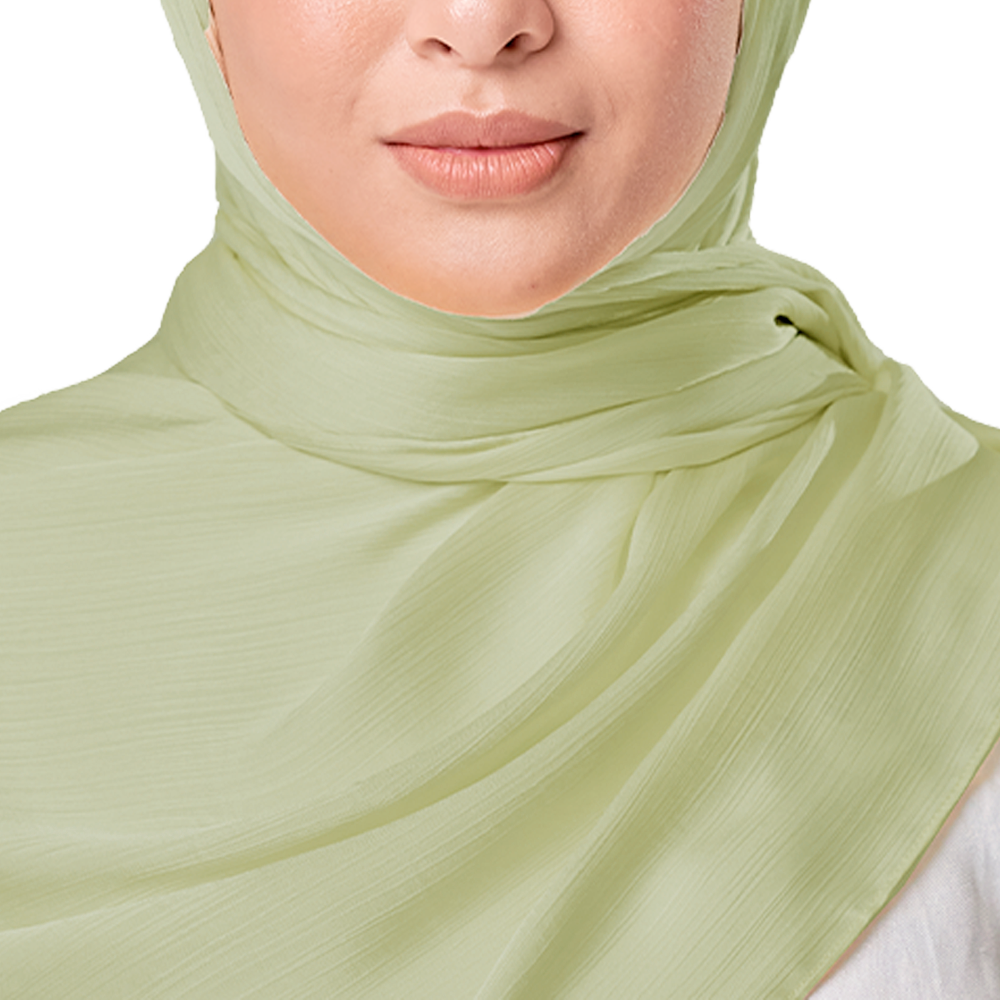 TEA GREEN CRINKLE SILK SCARF