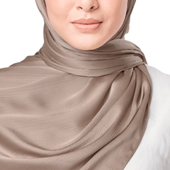 RUSTIC TAUPE CRINKLE SILK SCARF