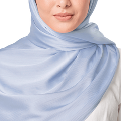 ICE BLUE CRINKLE SILK SCARF