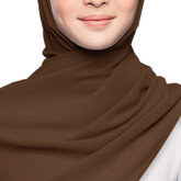 COCOA BROWN CRINKLE SATIN SILK SCARF