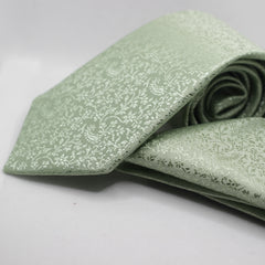 SAGE SELF PRINTED TIE & POCKET SQUARE SET