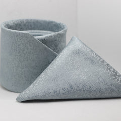 STEEL BLUE SELF PRINTED TIE & POCKET SQUARE SET