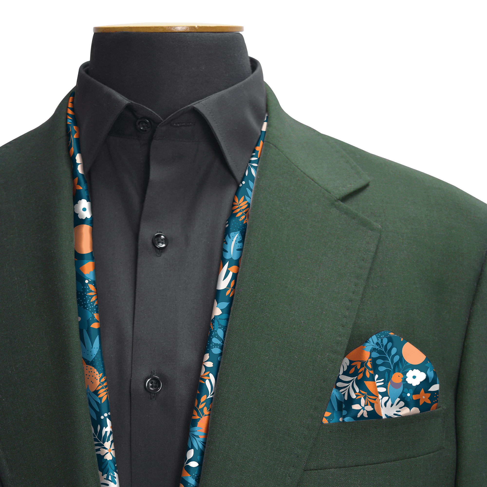 TROPICA BIRD SILK SCARF & POCKET SQUARE SET