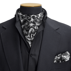 W21-DESERT ARMY SILK CRAVAT & POCKET SQUARE SET
