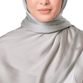 SILVER SATIN CRINKLE SILK SCARF