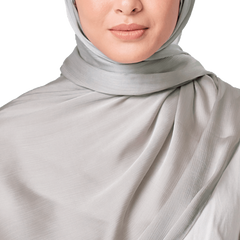 SILVER SATIN CRINKLE SILK SCARF