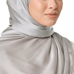 SILVER SATIN CRINKLE SILK SCARF