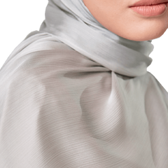 SILVER SATIN CRINKLE SILK SCARF