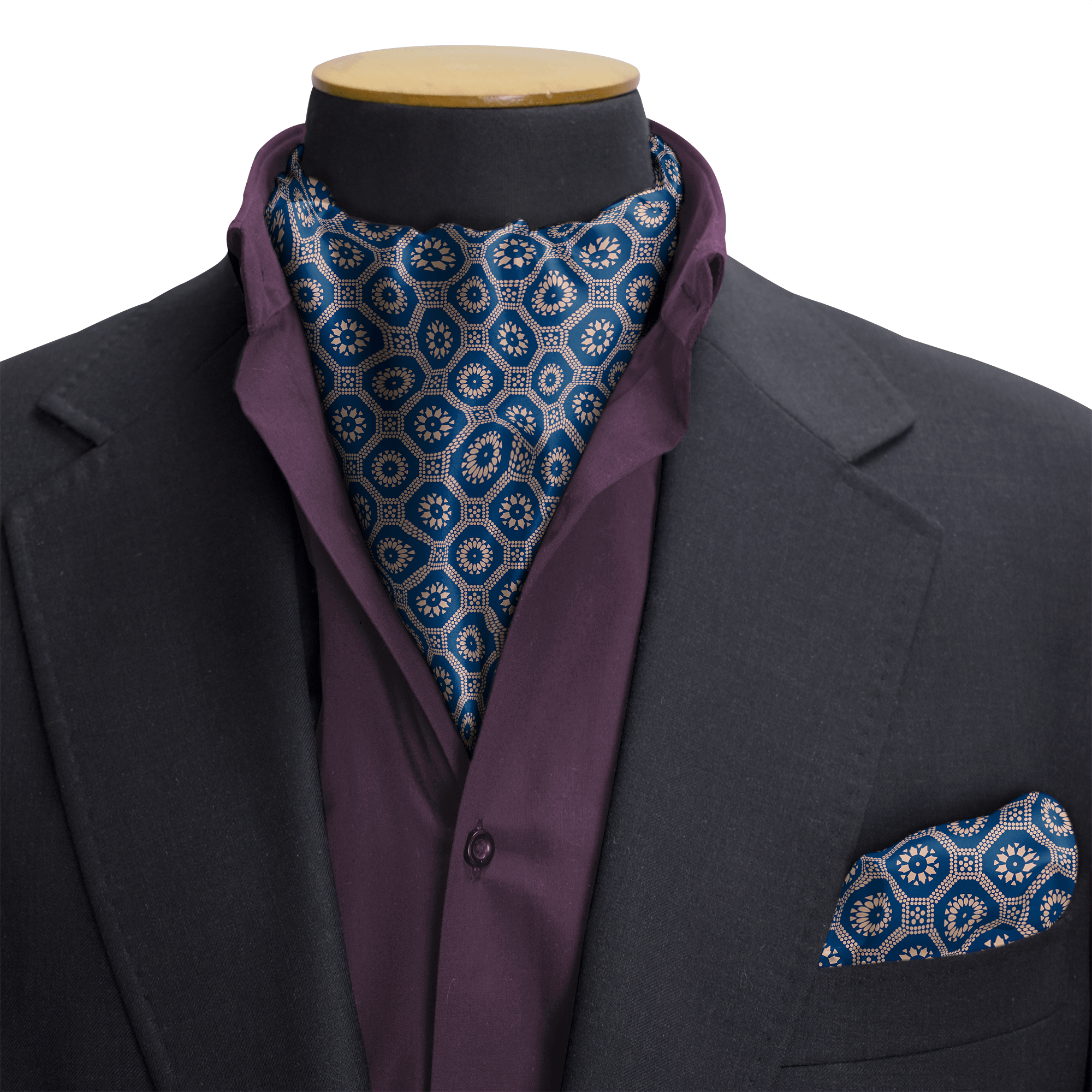 W21-SEED OF LIFE SILK CRAVAT & POCKET SQUARE SET