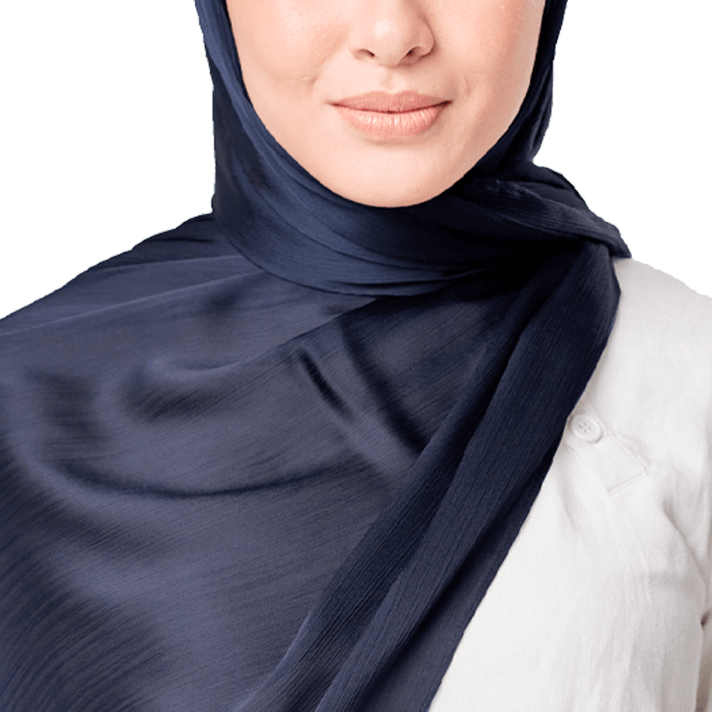 DEEP BLUE CRINKLE SILK SCARF