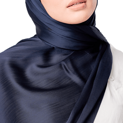 DEEP BLUE CRINKLE SILK SCARF