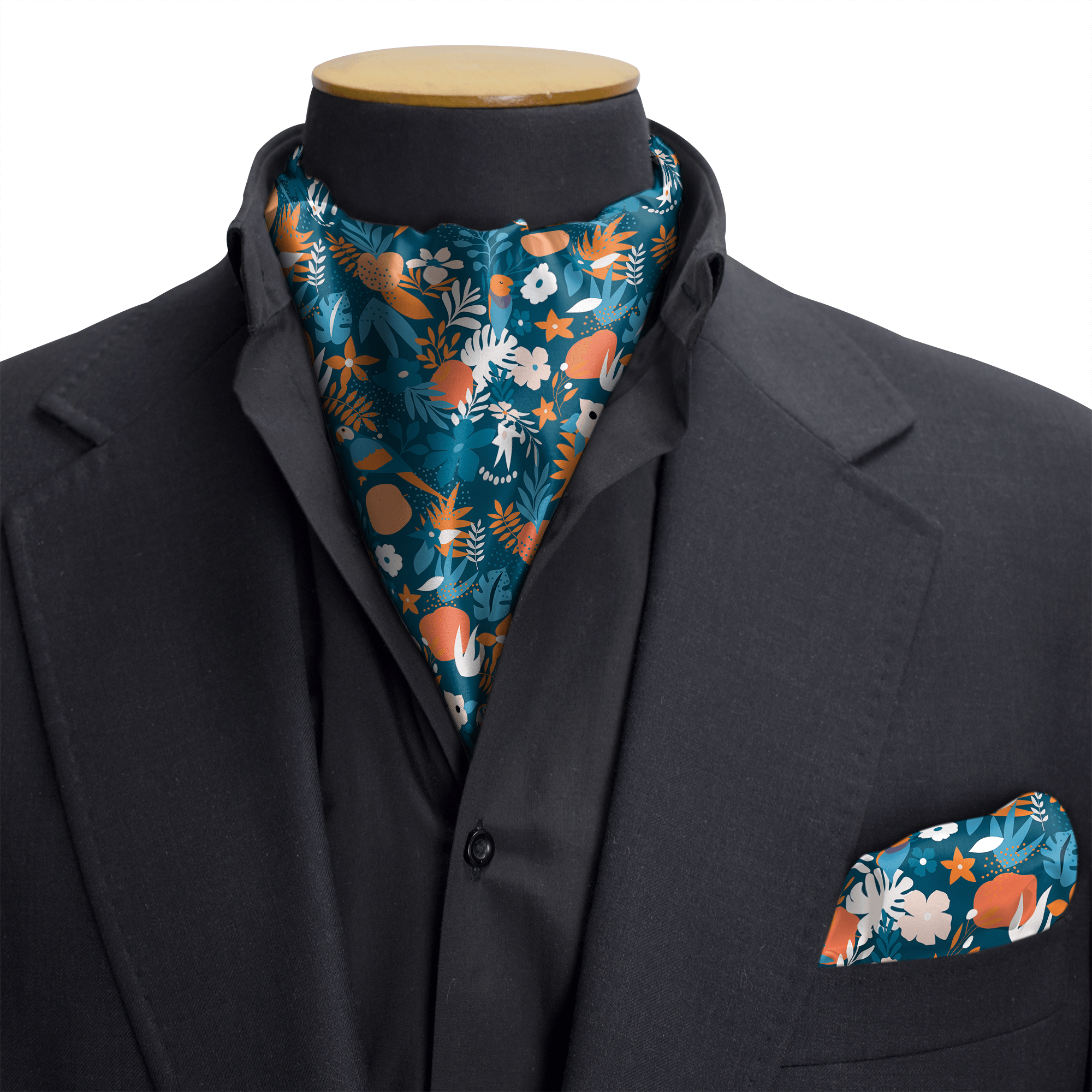 TROPICA BIRD SILK CRAVAT & POCKET SQUARE SET